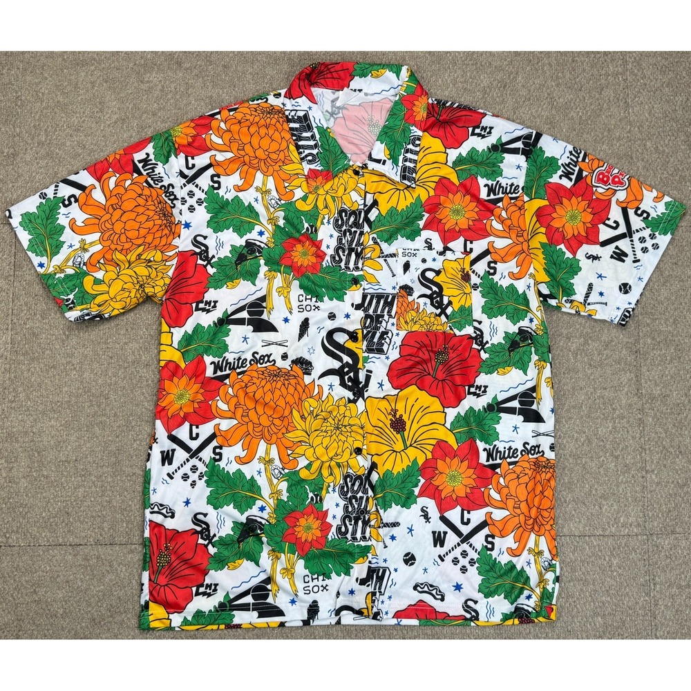 Destroyer Rocks‎ Chicago White Sox Button Up Short Sleeve Hawaiian Shirt Size XL